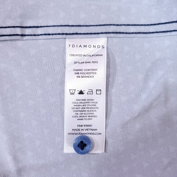 7 Diamonds Mens Large 4 Way Stretch Kyro Short Sleeve Shirt Geometric Triangle - Picture 14 of 16